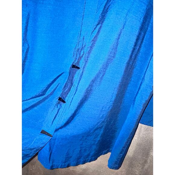 Ali Miles Lagenlook Minimalist Business Office Blue Large Front Button Tunic Top - Picture 6 of 10